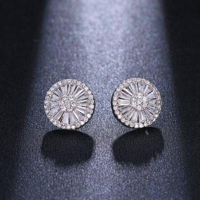 China Vintage Clear Good Quality Daily Wear CZ Round Clear Women Stud Earrings Jewelry Accessories for sale