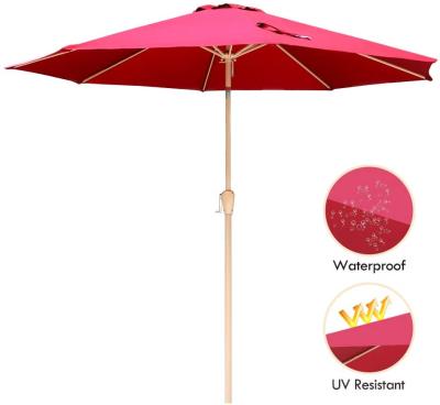 China Wine Red 8 Strut Traditional Garden Patio Beach Sunshade UV Resistant Folding Umbrella for sale