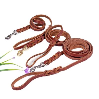 China Reflective PU Leather Pet Leash Collar Tie Down Luxury Leather Dog Leashes for sale