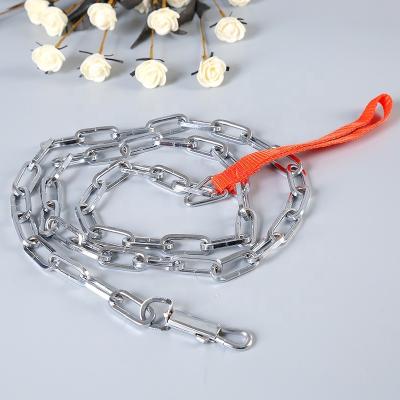 China Wholesale Reflective Dog Metal Iron Adjustable Leash And Collar Set Detached Durable Heavy Duty Anti Dog Bite Chain Traction Walking Strap for sale