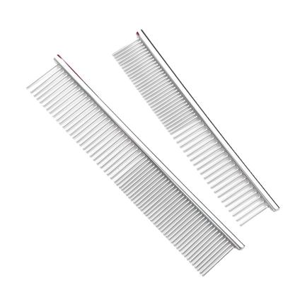 China Durable Durable Stainless Steel Pet Grooming Comb Colorful Metal Straight Row Steel Dog Cat Cleaning Brush For Long Dog Grooming Comb ha for sale