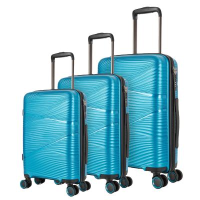 China PP 3pcs Set Spinner 360 Wheel TSA Lock PP Luggage Hand Trolley Luggage Moving Bag for sale