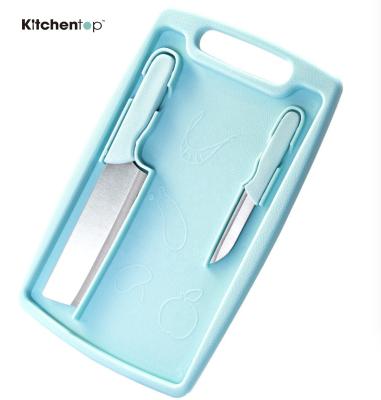 China Eco - Friendly Wheat Straw 3pieces Sustainable Kitchen Knife With Cutting Board for sale