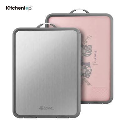 China 2020 Amazon Sustainable Hot Sale Two Side Function Stainless Steel And PP Cutting Board for sale