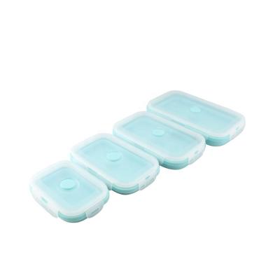 China Sustainable 4pcs Silicone PP Lid Collapsible Lunch Box Tableware Set for sale