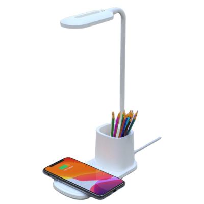 China Portable Multi Cell Phone 3 in 1 Foldable Led Desk Lamp with Mobile Wireless Charger Pen Holder For Samsung for sale