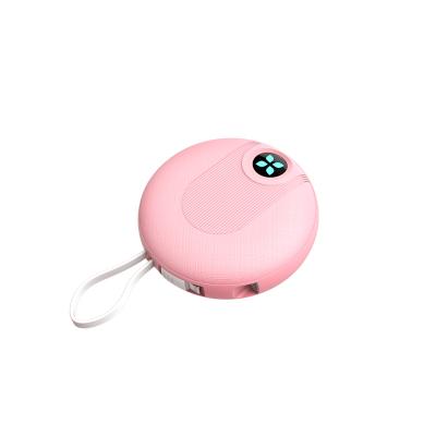 China Fast Charging Support 6600mAh Cute Round Cake Portable Power Bank With Cable For iPhone for sale