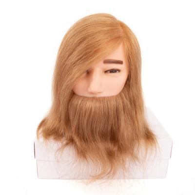 China 100% Training Head Salon Barber Hair Mannequin Straight Barbering Head With Hair For Head Wigs Hairdressing Doll Male With Beard for sale