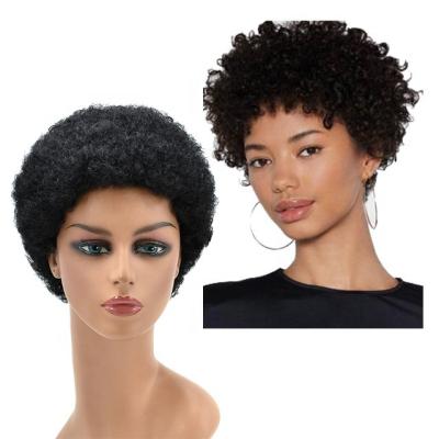 China Wholesale French Curl Top Factory Selling Brazilian Hair Wig No Lace Curl Short Wigs For Curly Woman Double Drawn Afro 150/180 Density for sale