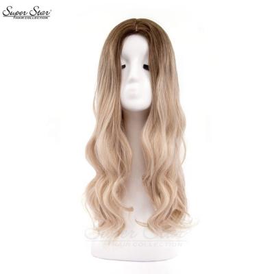 China Natural Simulated Scalp Water Wavy Hair Wigs Good Quality Synthetic Wavy Middle Part Long Body Wave Wigs For Women Real Factory Wholesale for sale