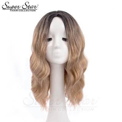 China New Wholesale Good Quality Chemical Fiber Body Wave Wigs Synthetic Cosplay Hair Wigs Factory Can Do LOGO Women Brown Middle Part Hairs for sale