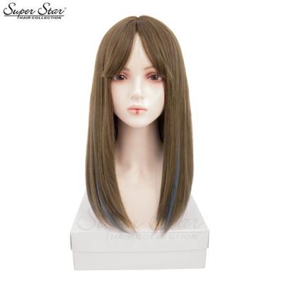 China Box OEM/ODM High Temperature Frontal Wavy Synthetic Fiber Hair Wigs Highlight Body Wave Fiber Natural Wave For Woman for sale