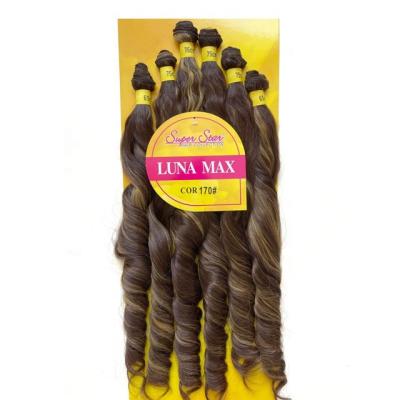 China Loose Wave Synthetic Fiber Hair Extensions Blonde High Temperature Weft Synthetic Hair Bundles Curly Weft Curly Synthetic Hair Weft for sale