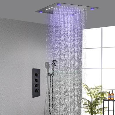 China Without Sliding Bar Best Recessed Color Change Chrome Waterfall Electric Auto Shower Mixer Tap Set With 4 Light YLBT301H for sale