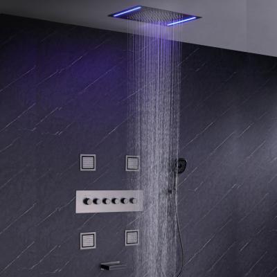 China Without Sliding Bar Popular Hotel Hidden In The Wall Gray Spray Mist Shower Value Rain Shower System Mixers Kits With Rough Worth YB503 for sale