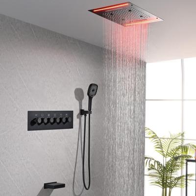 China Bathtub Free Shower Sliding Bar Shower Head Luxury Wall Mounted Dual System Shower Head Matte Graphite YB501H Spa Shower Faucet Set for sale