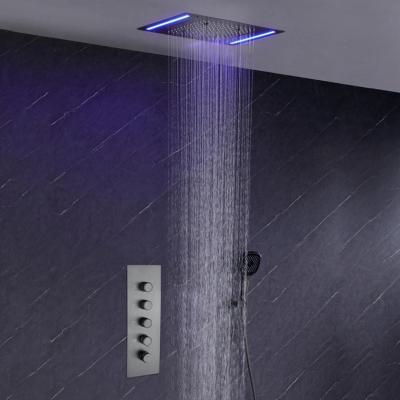 China Without Slide Bar Italy Design 500mm Width Concealed Wall 4 Ways Control Shower Value Chrome Rainfall Led Shower System Faucet YL401H for sale