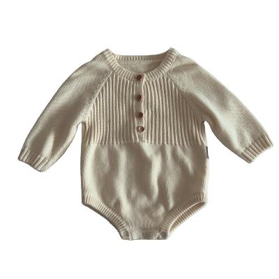 China Breathable Baby Solid Color Knitted One Piece Sweater Boy Girl Knitted Pajamas Baby Solid Color Casual Knitted One Piece Suit for sale