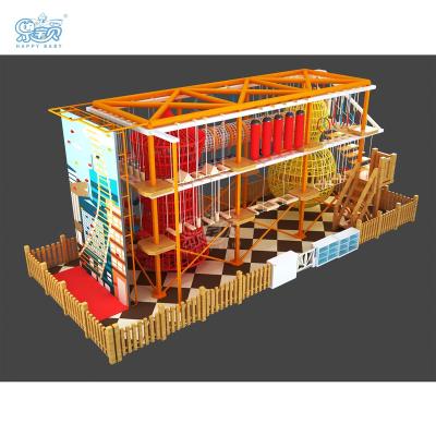 China Wooden One-Stop Service Guangzhou Rope Course Manufacturer 2022 Newest Design 3 Floor  Outdoor Rope Course Indoor Rope Course for sale