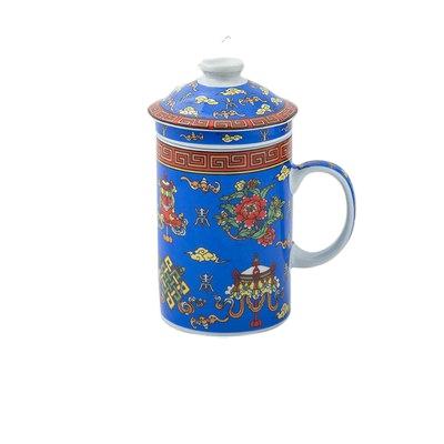 China Sustainable Lhasa Potala Ceramic Mug With Cover With Tea Strainer Tea Cup Customized Gift China Style Stain 3pcs Wholesale Tea Cups for sale