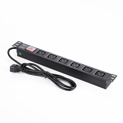 China Locking Socket 1U Rack Mount PDU 6 Outlets Spare IEC PDU With C20 Switch Socket 2M Extension Cord for sale