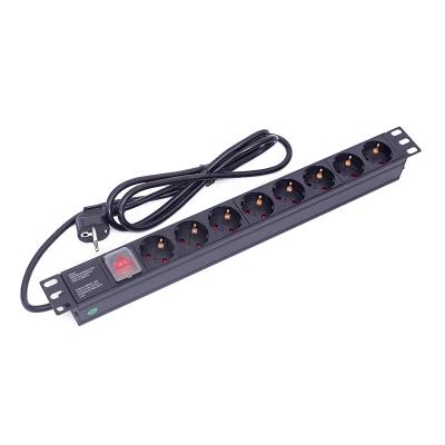 China Uninflammable LOGO Printed 8 Euro PDU Module UL94V-0 Customer PC Germany Server PDU 1U 19