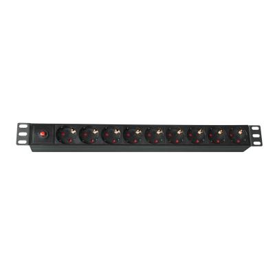 China Overload Protection Smart PDU 9way Germany Type Power Distribution Unit PDU Socket For Cabinet With Overload Protection for sale