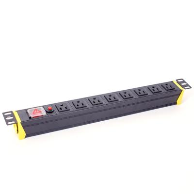 China 8 Way PDU Power Distribution Unit Server Rack Uninflammable Hot Selling American Type PC Module UL94V-0 Socket With Overload for sale