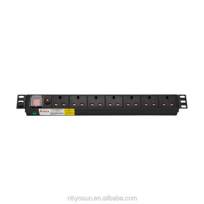 China On Switch 19inch 1U 7 Way 13A UK PDU With On Off Switch Overload Protection for sale