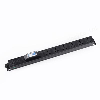 China Power Indicator Overload And Short Circuit Universal 6 Way 1U Rack Mount PDU With 1P 32A Circuit Breaker for sale