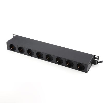 China Uninflammable PC Module UL94V-0 Data Center PDU Customized 19 Inch 1U Germany PDU Socket With 8 Individual Switch for sale