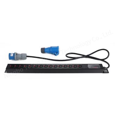 China Locking Socket 1.5U 32A 15way PDU Black IEC C13 PDU Customer Logo Available PDU Socket for sale