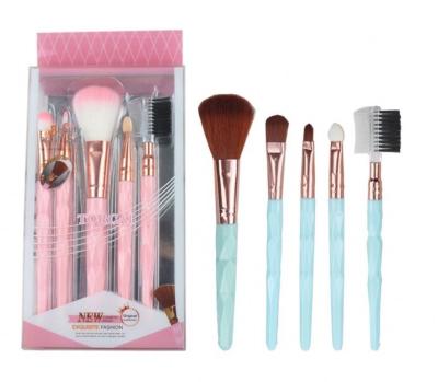 China Angular Blush DX High Quality Luxury Makeup Brushes Professional Private Label Custom Logo 5pcs Pink Makeup Brush Set for sale