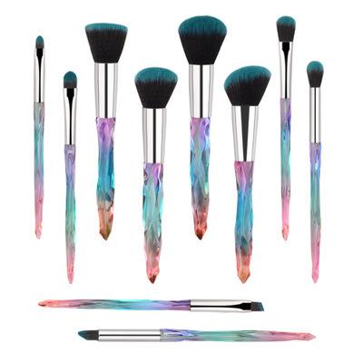 China Makes Applying Makeup DX10 crystal handle makeup brushes 10 transparent diamond handle makeup brush sets beauty tools makeup bags for sale