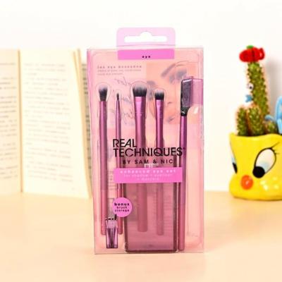 China Angular Blush DX 5PCS Handle Plastic Wholesale Private Label Cosmetic Professional Makeup Set Brush Kit for sale