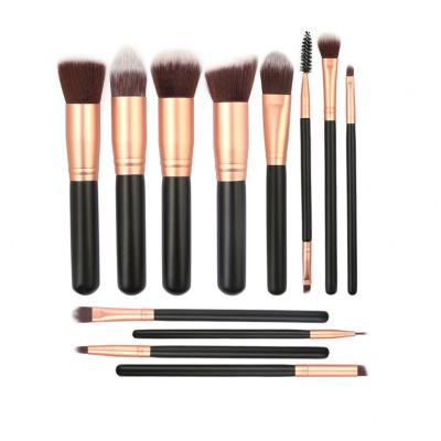 China Angular Blush Custom Logo Luxury Black Eye Makeup Brush Kit 12PCS Professional Private Label DX Makeup Brush Set for sale