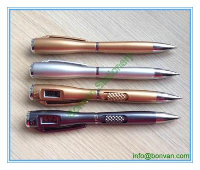 China functional clock light ball pen,LED light ball pen for gift promotion for sale