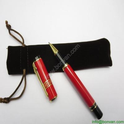 China flocking bag packed metal roller pen for gift use for sale