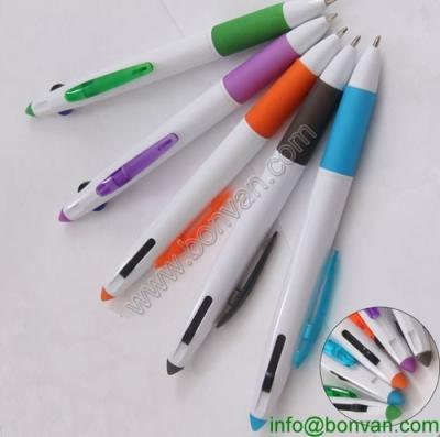 China retractable multi color ballpen, advertising logo printed multi color ballpen for sale