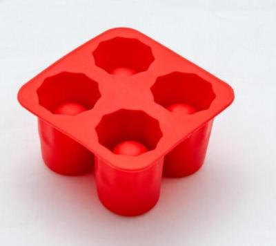 China Custom Logo Cup Shape Stocked 4 Slot Silicone Ice Cube Maker Food Grade Silicone Easy Release Ice Cube Trays for sale