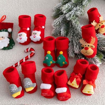 China Breathable Children Kids Socks for Girls Boys Print Cotton Toddler Baby Christmas Non-slip Socks for Newborns Infant Short Socks for sale