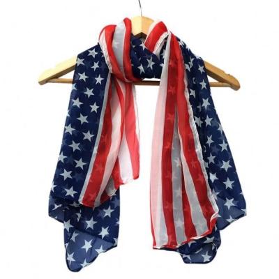 China Chiffon USA American Flag Scarf Beach Wrap Soft Lightweight Shiny Sequin Scarf for sale