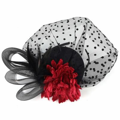 China Tea Party Feather Fascinator Hat Pillbox Veil Derby Headband Fascinator Hat for sale