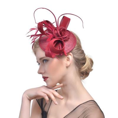 China Tea Party Feather Fascinator Hat  Headband Kentucky Derby Hat Wedding Cocktail Flower Mesh Feathers for sale