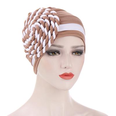 China Twist Braid Women Hair Turban Headwear Muslim Ethnic Chemo Cancer Sleep Hat for sale