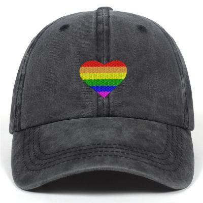 China 6-Panel Baseball Cap Hat Unisex 100% Cotton Four Seasons  Rainbow Baseball Cap for sale