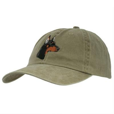 China Doberman Baseball Cap Hat Head Adjustable Baseball 6-Panel Hat Cap 100% Cotton for sale