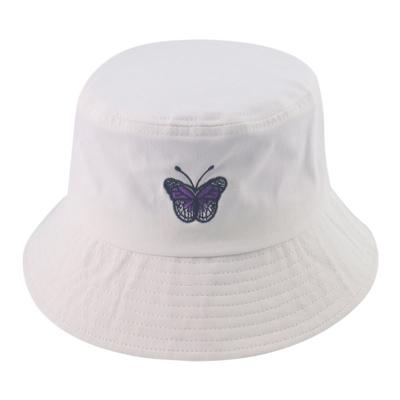 China Men Women Adults Bucket Hat Cap Embroidery Unisex Four Seasons Butterfly Bucket Hat for sale