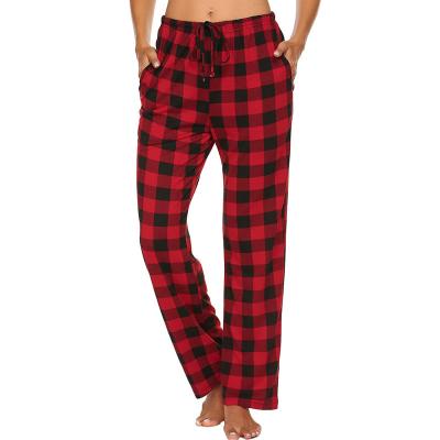 China Women Lounge Pants Comfy Pajama Bottom with Pockets Stretch Plaid Sleepwear Drawstring Pj Buffalo Plaid Bottoms Pants for sale