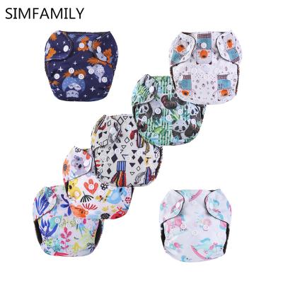 China SIMFAMILY Printed Reusable Cloth Material Diapers Cotton Newborn Babies Printed Soft Breathable Leakproof Bamboo Charcoal Guard for sale